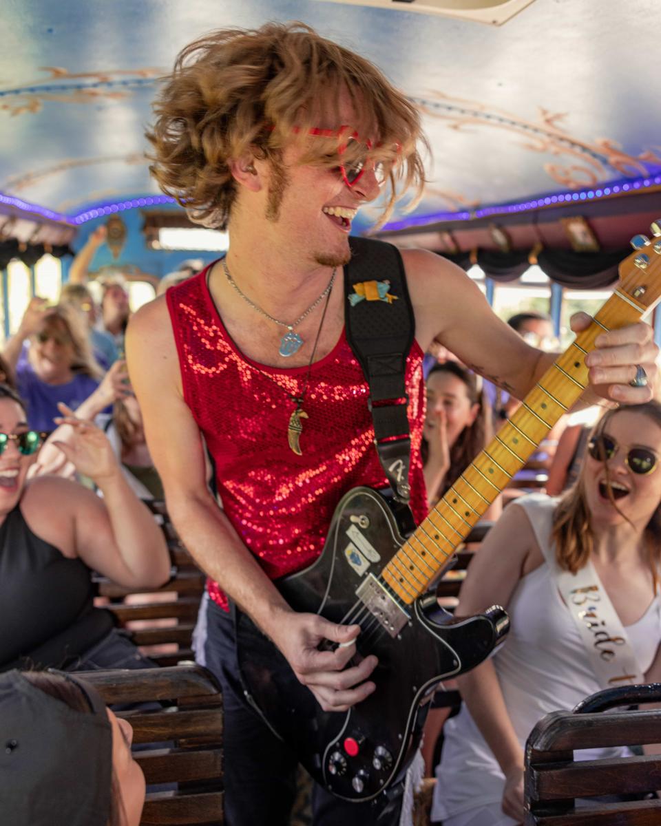 LaZoom Tours is popular for bachelor and bachelorette parties. The Fender Bender: Asheville Beer Tours include a live band that plays during the bus ride.