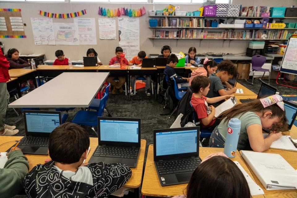 Students in the Dual Language Immersion Program at William C. Jack Elementary School study in their classroom in Glendale on March 30, 2023.