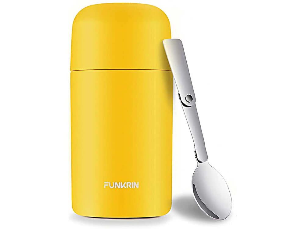 Funkrin Insulated Lunch Container, 16oz Thermos for Hot Food, Hot Cold Food Jar Container, Vacuum Stainless Steel Bento Lunch Box With Spoon, Leak-Proof Soup Thermos For School Office Outdoors 