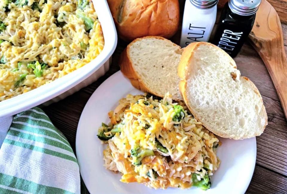 <p>Krista Marshall</p><p>Casseroles are another way to enjoy tasty, hearty meals that can turn a bad day around the minute you take the first bite. This <strong>chicken casserole recipe</strong> has a stuffing topping, big flavor, is super simple and sure to become a staple in your midweek meal rotation.</p><p><strong>Get the recipe: <a href="https://parade.com/recipes/chicken-casserole" rel="nofollow noopener" target="_blank" data-ylk="slk:Chicken Stuffing Casserole;elm:context_link;itc:0;sec:content-canvas" class="link ">Chicken Stuffing Casserole</a></strong></p>