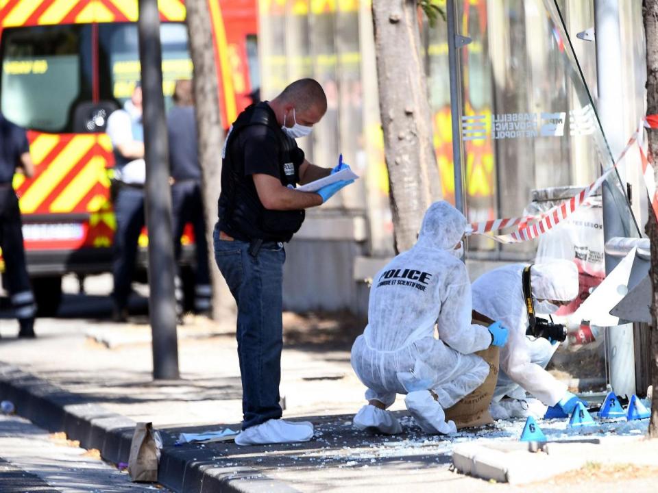 French forensic police search the site following the crash (Getty)