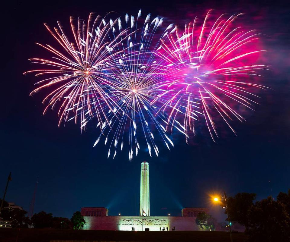 Fireworks lit the sky over Liberty Memorial Saturday night during the Stars and Strips Picnic Independence Day celebration at the National WWI Museum and Memorial.