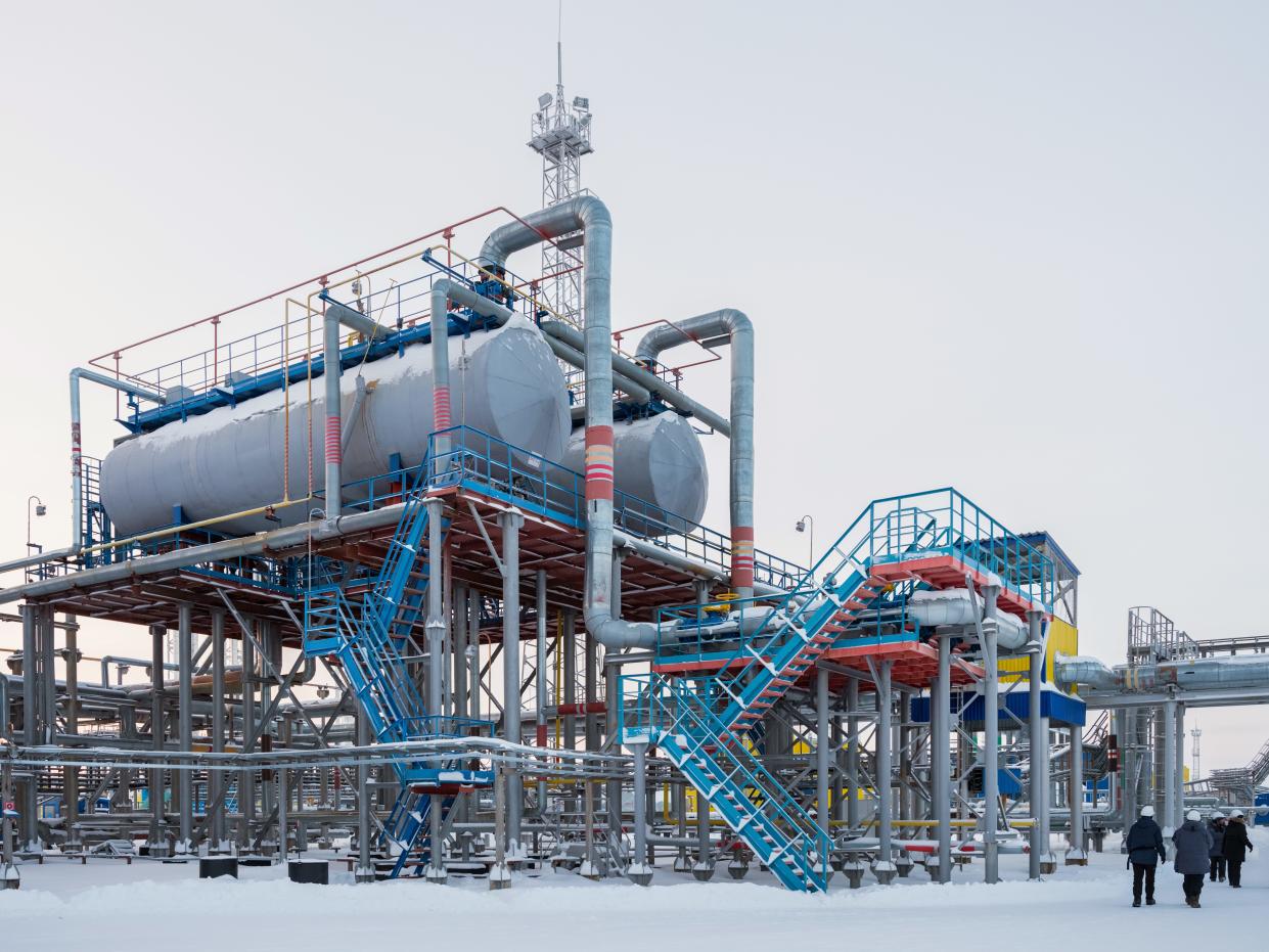A natural gas facility near Novy Urengoi in Russia's north