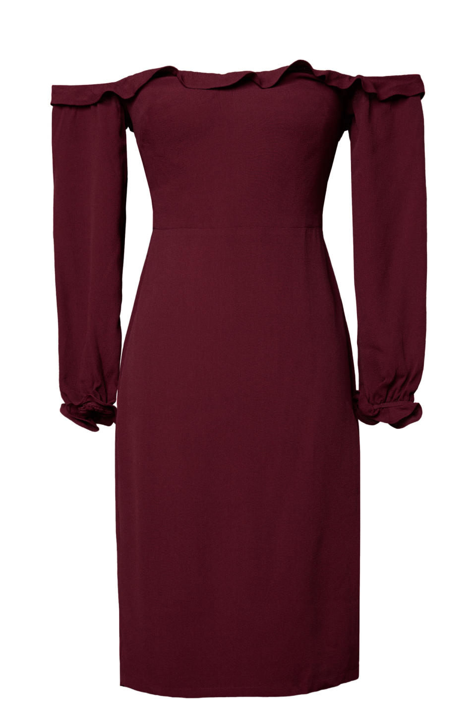 <p>The Reformation Prue Dress, $218; <a rel="nofollow noopener" href="https://www.thereformation.com/products/prue-dress-garnet" target="_blank" data-ylk="slk:thereformation.com;elm:context_link;itc:0;sec:content-canvas" class="link ">thereformation.com</a></p>