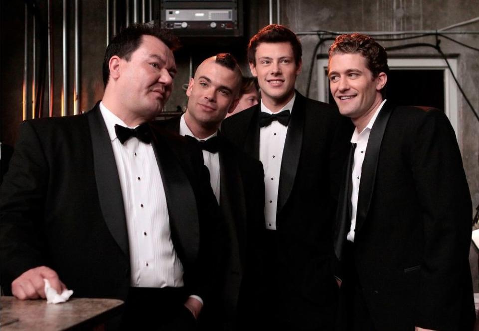 Patrick Gallagher, Mark Salling, Cory Monteith and Matthew Morrison in Glee | FOX via Getty