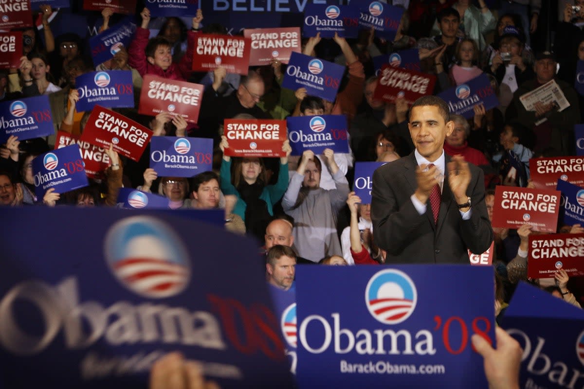 Barack Obama would secure White House after first winning in Iowa in Jan 2008 (Getty Images)