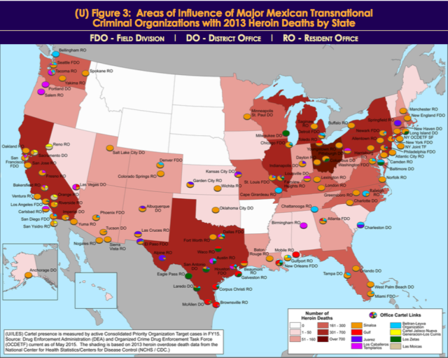 These DEA maps show how much of the US drug market 'El Chapo' Guzmán's
