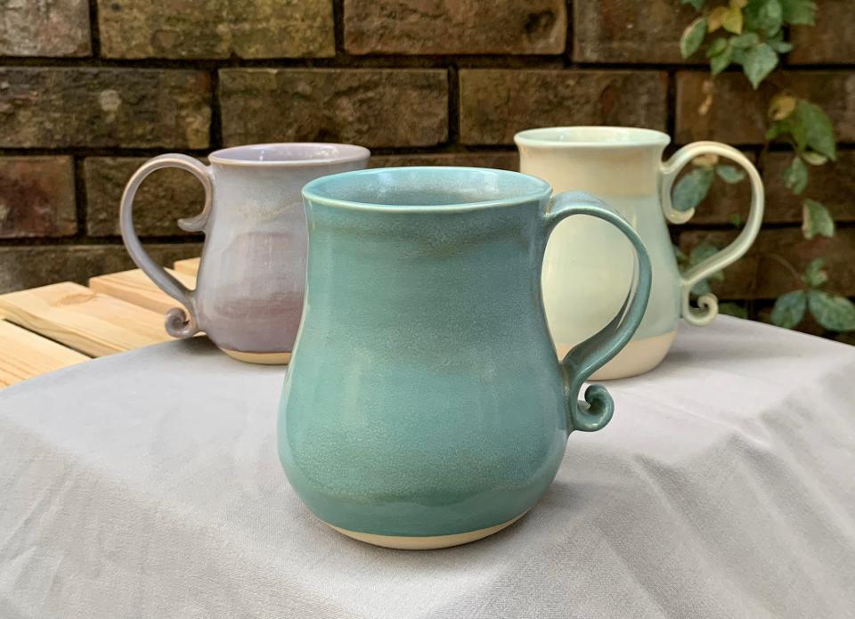 These hand-thrown ceramic mugs will be available at the annual Holiday Pottery sale at Good Dirt Studio in Athens, Ga. on Saturday, Dec. 9, 2023. The event will feature pottery from 27 different artists.