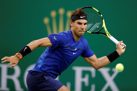 Tennis - Shanghai Masters tennis tournament - Shanghai, China - October 11, 2017 - Rafael Nadal of Spain in action against Jared Donaldson of the U.S. REUTERS/Aly Song