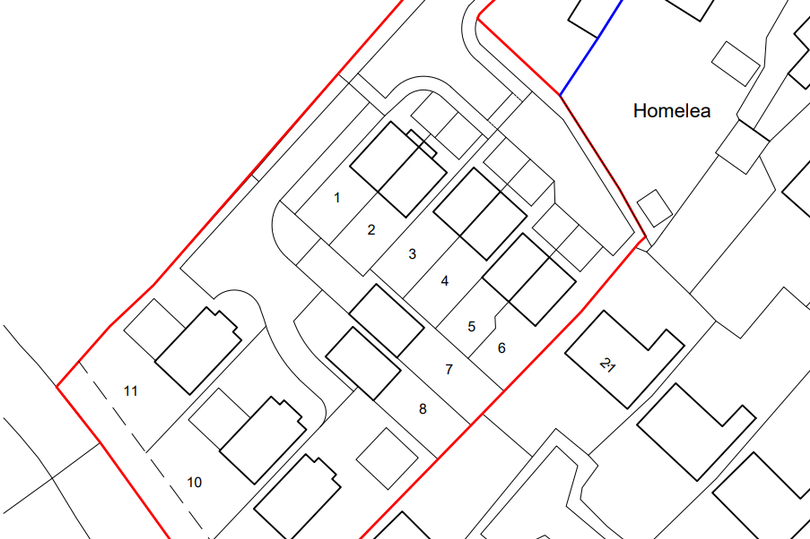 The proposed development in Woolaston involves market housing with alterations to the existing road access to provide a formal access way, along with parking and landscaping