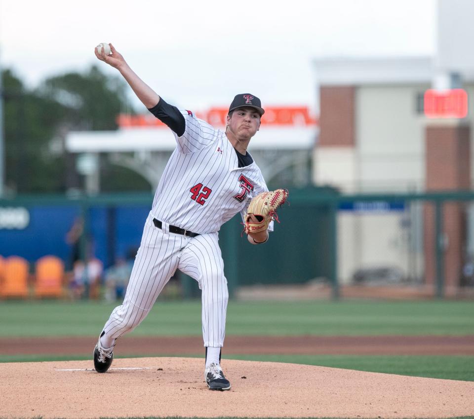 Texas Tech pitcher Kyle Robinson had his second consecutive good start in the postseason, helping the Red Raiders beat No. 2 national seed Florida 5-4 Saturday in the Gainesville Regional of the NCAA tournament. Tech will play in the championship round at 5 p.m. CDT Sunday against the winner of the elimination-bracket final between Florida and Connecticut.