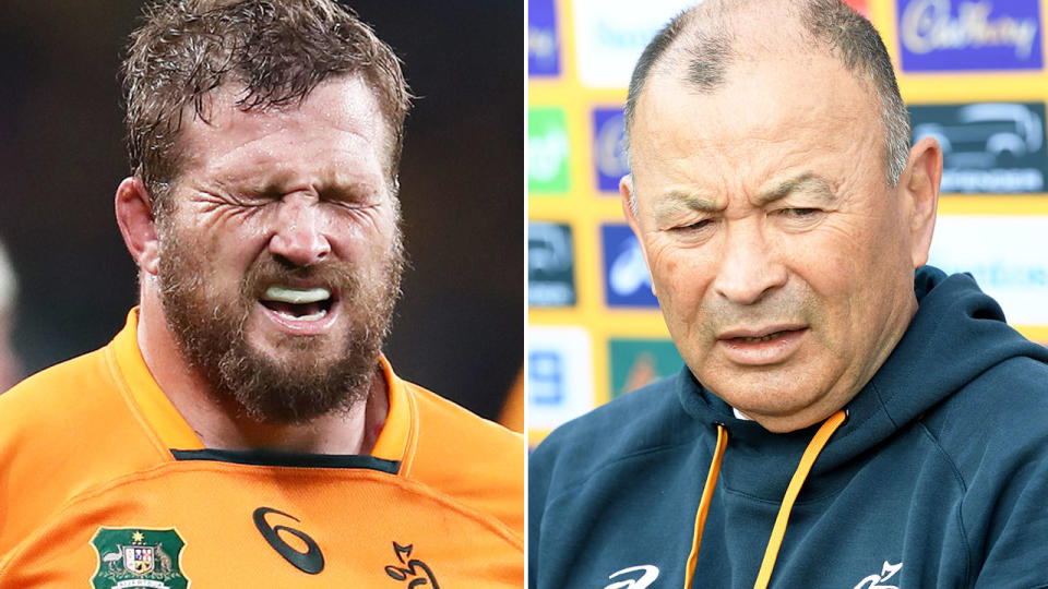 Pictured left to right, Wallabies skipper James Slipper and coach Eddie Jones.