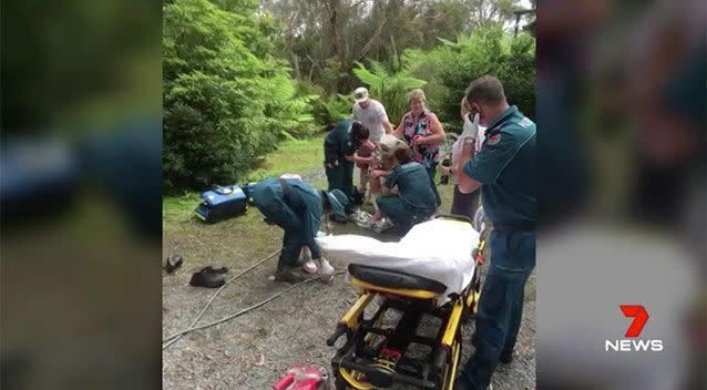 Merv was rescued and treated by paramedics before he was rushed to hospital. Source: 7 News