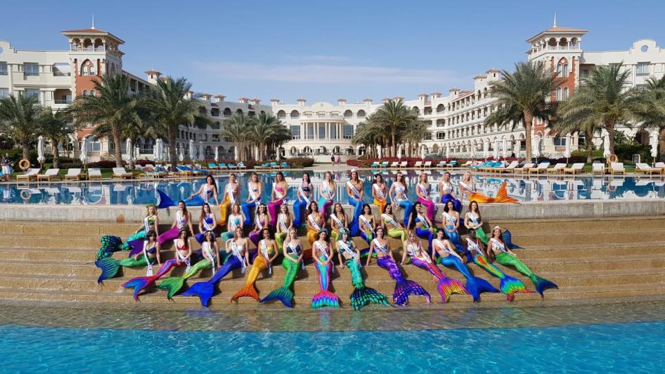 A mermaid competition in Hurghada, Egypt. Forty mermaids competed for prizes in this international competition.  / Credit: Marielle Henault