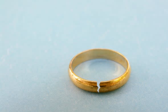 closeup of a gold wedding ring...