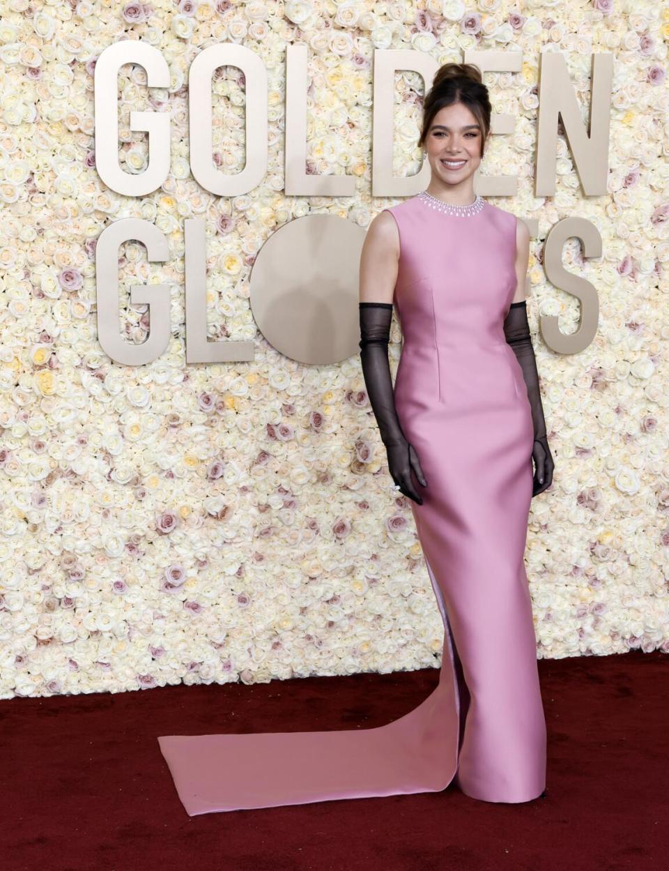 Hallie Steinfeld on the red carpet of the 81st Golden