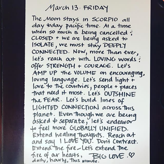 <p>Heidi isn't your everyday astrologer. Her handwritten (impressive) daily forecasts are super specific and optimistic, touching on everything from moon risings to human nature. </p><p><a href="https://www.instagram.com/p/B9rJ8NbpVZn/?utm_source=ig_web_copy_link" rel="nofollow noopener" target="_blank" data-ylk="slk:See the original post on Instagram;elm:context_link;itc:0;sec:content-canvas" class="link ">See the original post on Instagram</a></p>