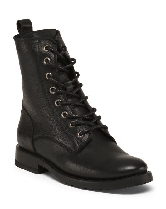 Frye Leather Lace Up Combat Boots