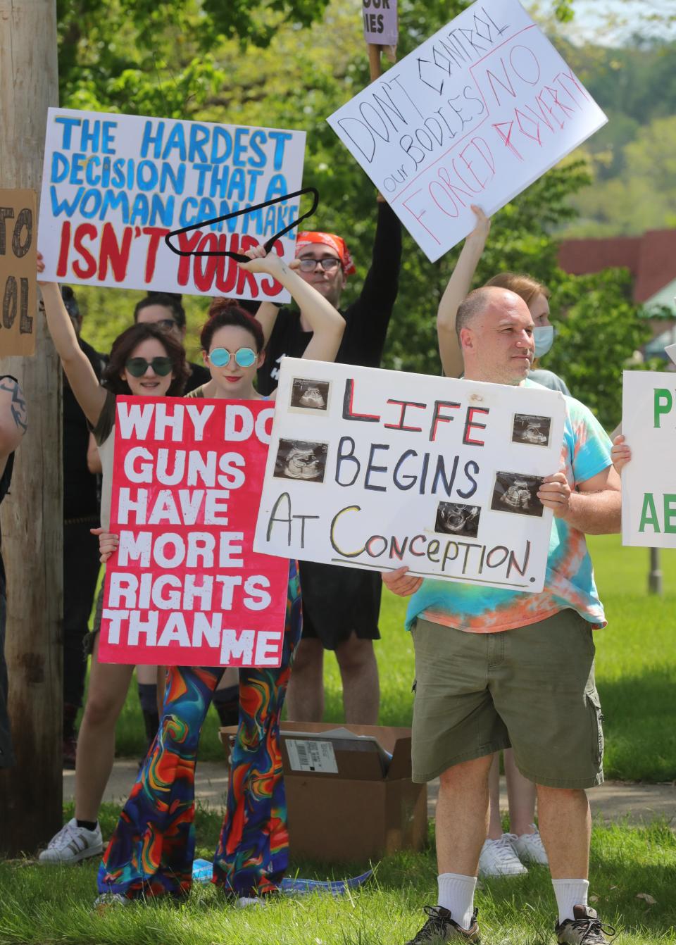 Abortion-rights and anti-abortion advocates gather Sunday at Croghan Park in Fairlawn before marching to the Summit Mall entrance and back.