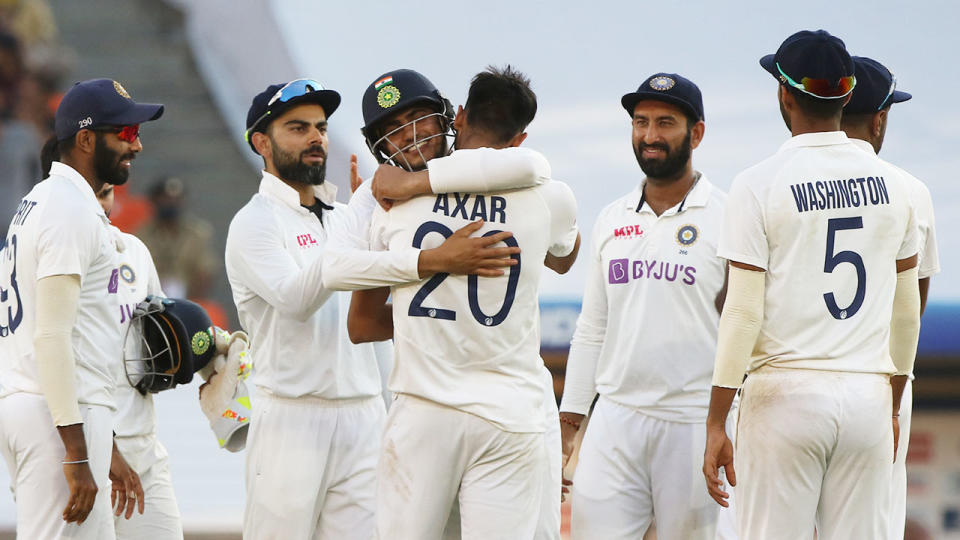 Seen here, India celebrate during their victory against England in the third Test.