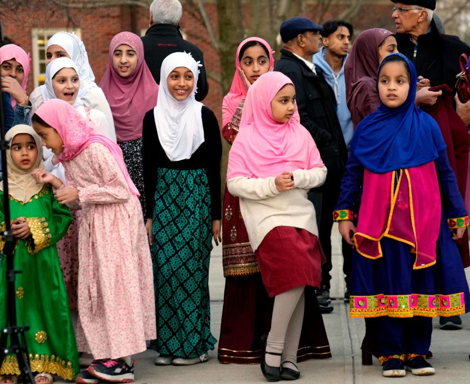 People are shown during the Ramadan celebration, at the Teaneck Building, Thursday, March 16, 2023. Ramadan begins next week.