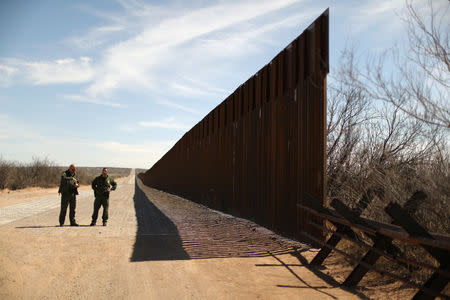 New bollard-style U.S.-Mexico border fencing is seen next to vehicle barriers in Santa Teresa, New Mexico, U.S., March 5, 2019. REUTERS/Lucy Nicholson