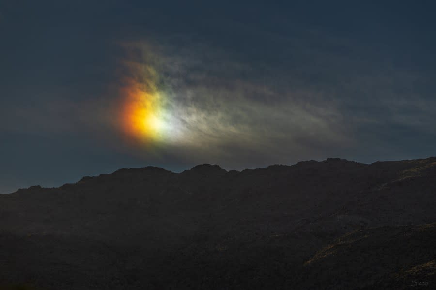 A sundog above the Pinyon Mountains