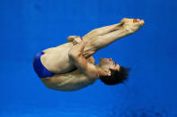 LONDON, ENGLAND - AUGUST 07: Alexandre Despatie of Canada competes in the Men's 3m Springboard Diving Semifinal on Day 11 of the London 2012 Olympic Games at the Aquatics Centre on August 7, 2012 in London, England. (Photo by Clive Rose/Getty Images)