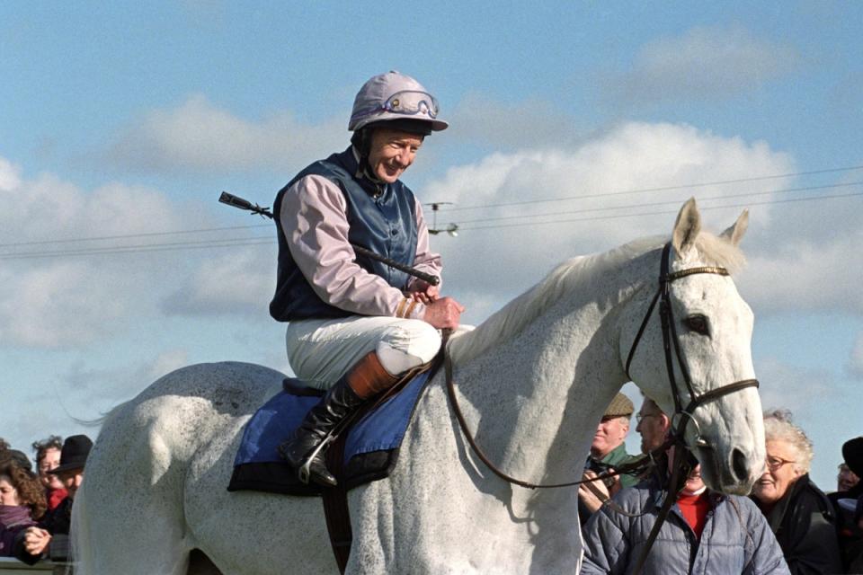 The jockey on Desert Orchid in 1998 (PA)