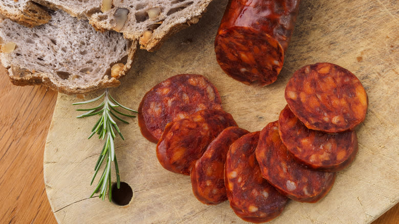 Spanish chorizo on board