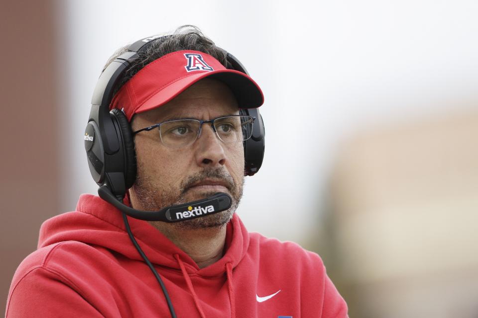 Arizona coach Jedd Fisch looks on during a game against Washington State, Saturday, Oct. 14, 2023, in Pullman, Wash. The Wildcats host Utah Saturday afternoon. | Young Kwak, Associated Press