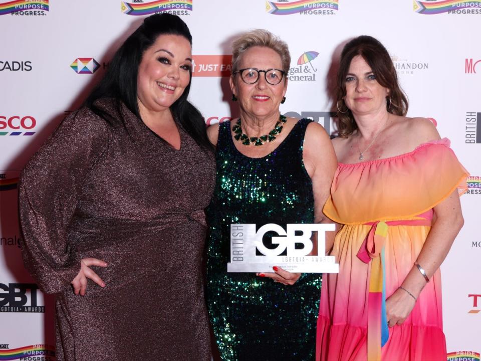 Lisa Riley, Windsor’s aunt Alison and his sister Hayley accepted his award (Tim P. Whitby/Getty Images)