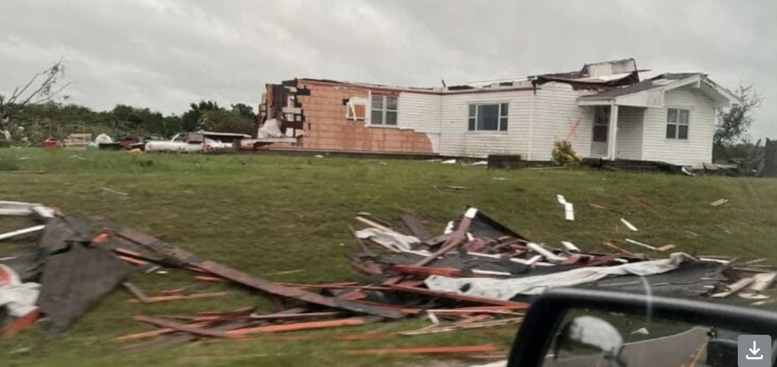 A house in Holdenville stands after being hit by severe storms over the weekend. (Photo/Courtesy: Daniel Wind)