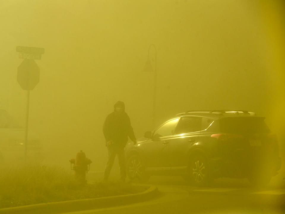 Yellow smoke from forest fires in Colorado.