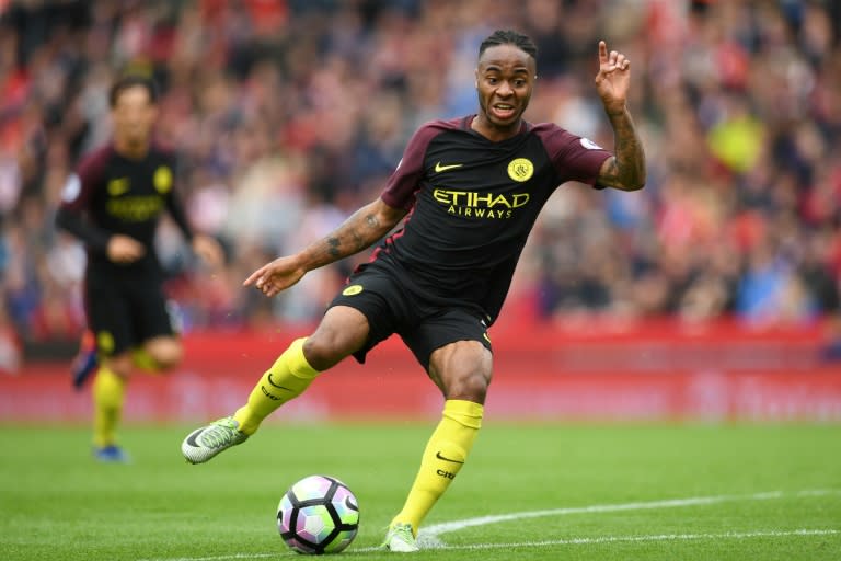 Manchester City midfielder Raheem Sterling in action in a Premier League match against hosts Stoke City on August 20, 2016