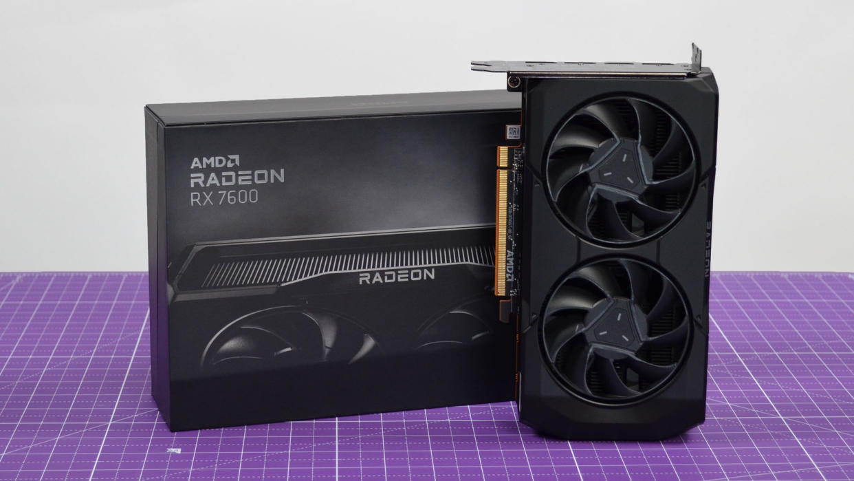  An AMD Radeon RX 7600 on a desk 