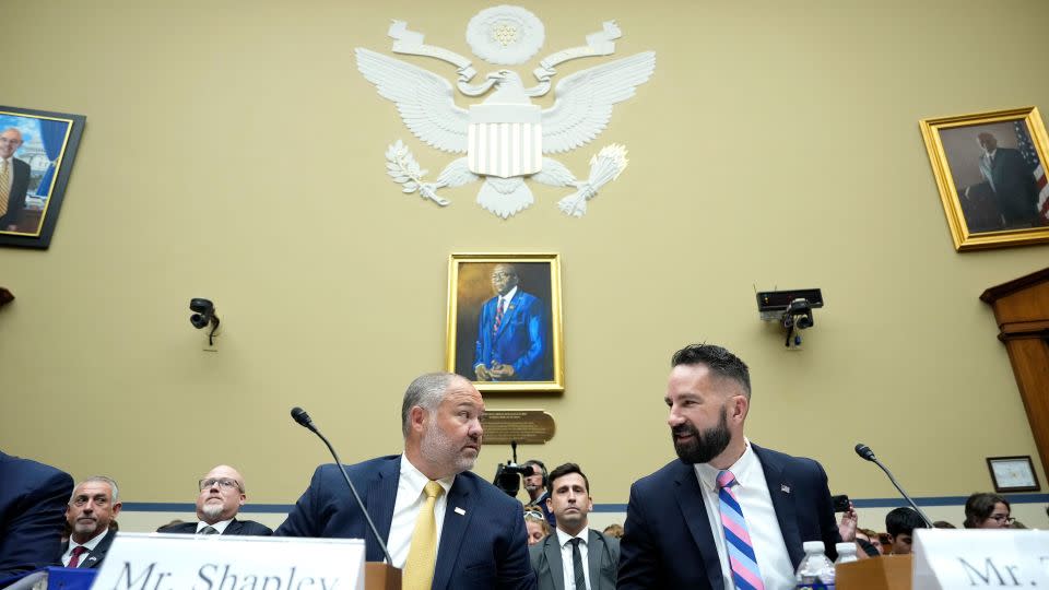 Supervisory IRS Special Agent Gary Shapley and IRS Criminal Investigator Joseph Ziegler arrive for a House Oversight Committee hearing related to the Justice Department's investigation of Hunter Biden, on Capitol Hill July 19, 2023 in Washington, DC.  - Drew Angerer/Getty Images