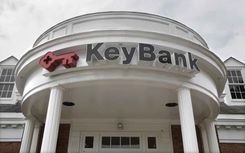 The KeyBank branch is seen in Orange Village, Ohio on Thursday, July 22, 2010. KeyCorp reported its first quarterly profit in two years Thursday, Thursday, Luy 22,2010, with fewer soured loans, more income from fees and better cost controls. (AP Photo/Amy Sancetta)