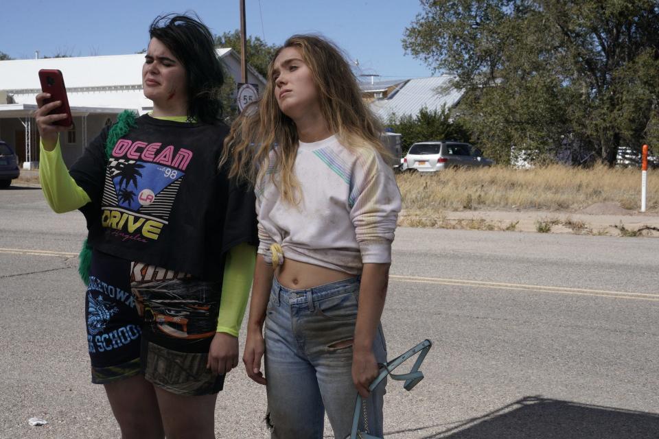 A pregnant teen (Haley Lu Richardson) and her former best friend (Barbie Ferreira) go on an epic quest to a New Mexico abortion clinic in "Unpregnant."