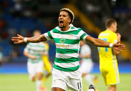 Soccer Football - Champions League Playoffs - FC Astana v Celtic - Astana, Kazakhstan - August 22, 2017 Celtic’s Scott Sinclair celebrates scoring their first goal REUTERS/Shamil Zhumatov