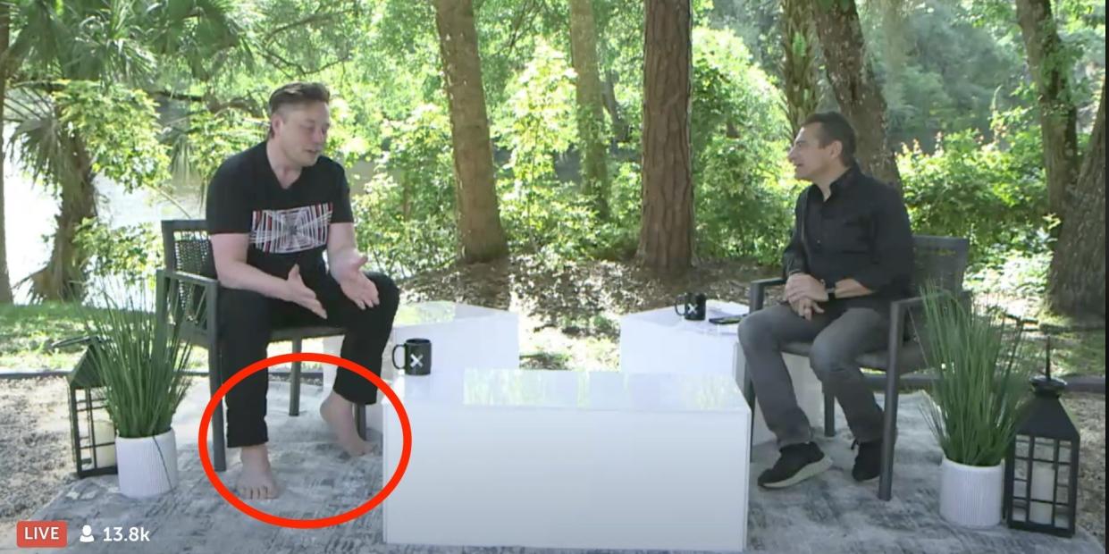 elon barefoot