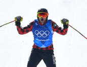 Freestyle Skiing - Pyeongchang 2018 Winter Olympics - Men's Ski Cross Finals - Phoenix Snow Park - Pyeongchang, South Korea - February 21, 2018 - Gold medallist Brady Leman of Canada celebrates. REUTERS/Dylan Martinez