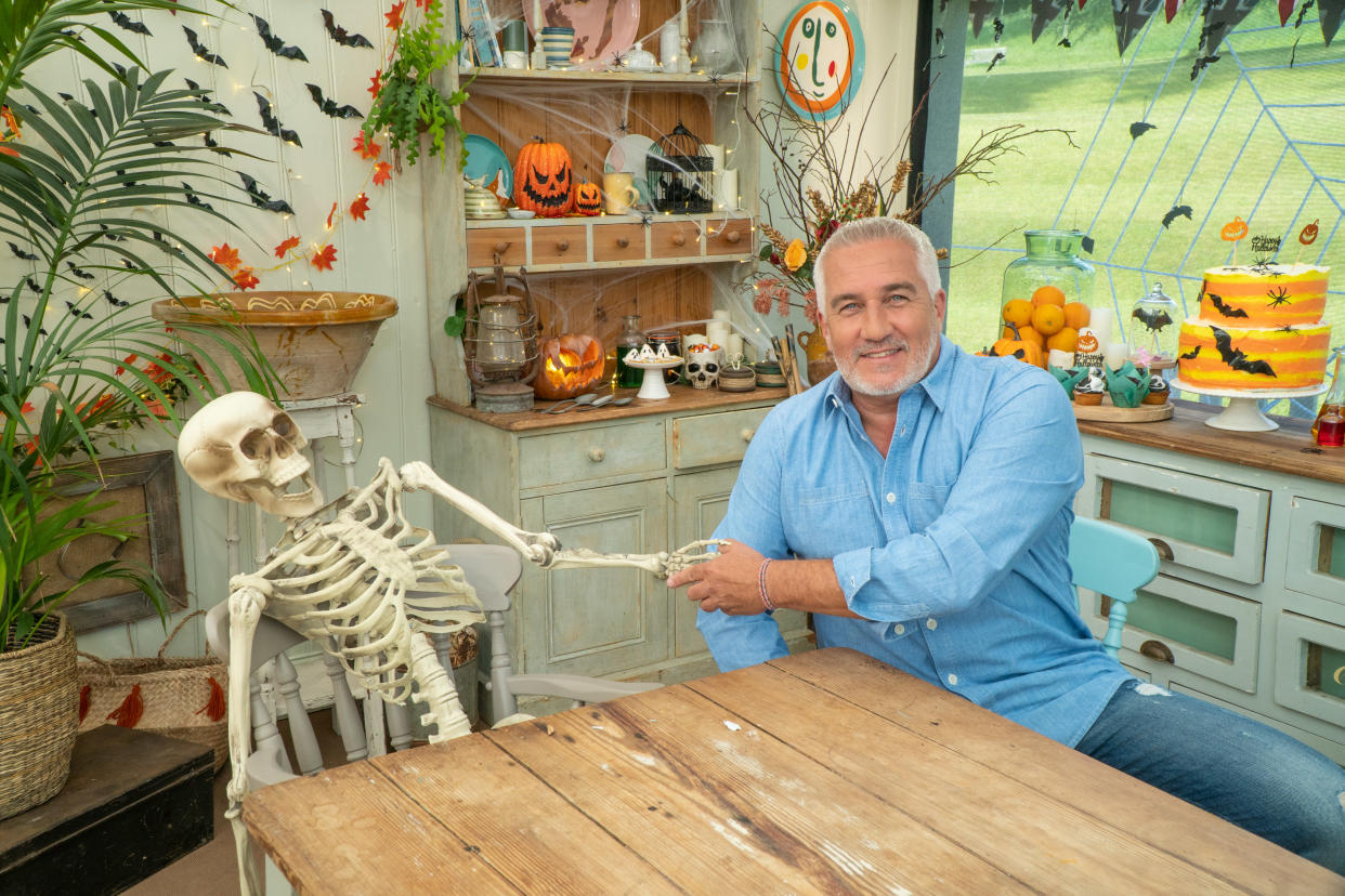 Paul with Skeletons - The Great British Bake Off 2022 - Halloween week (Channel 4)