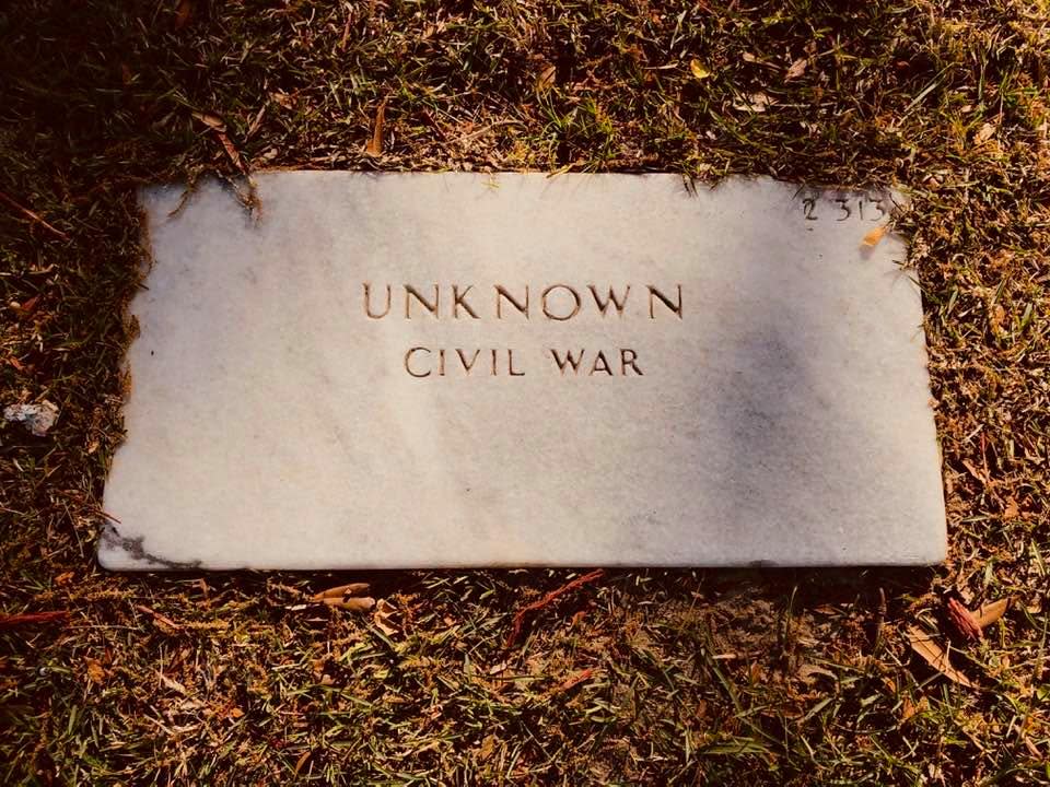 A marker commemorates the final resting place of an unidentified Civil War soldier.