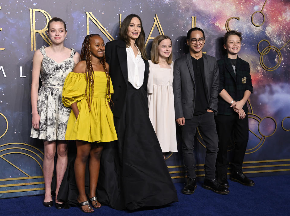 angelina and her kids at a movie premiere