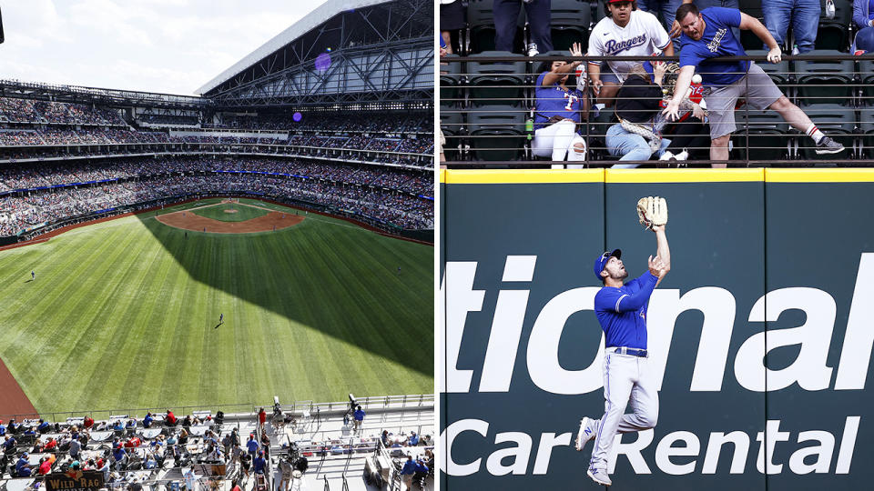 The MBL's Texas Rangers played their home opener in front of a packed house, despite US President Joe Biden condemning the move as 'not responsible'. Pictures: Getty Images