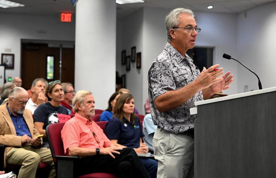 Former Manatee County Commissioner Joe McClash addresses the board during a Board of County Commissioners meeting on Thursday, Oct. 5, 2023.