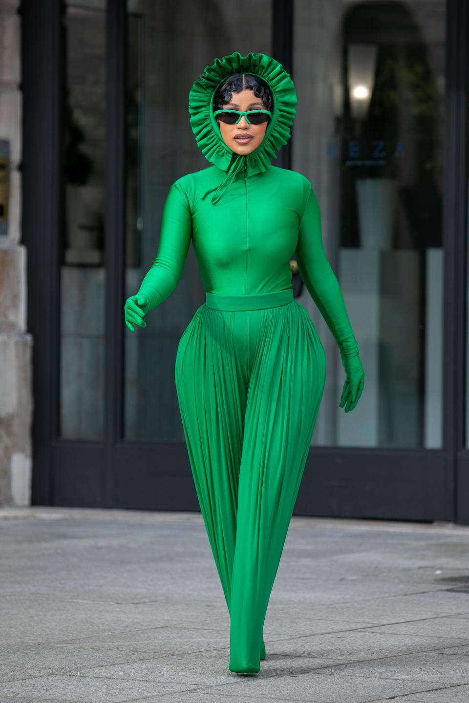 Cardi B is seen on Place Vendome on October 3, 2021 in Paris, France