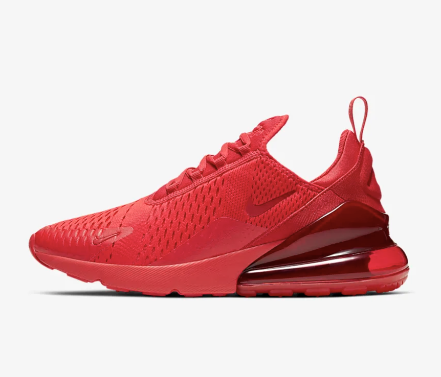 Nike Air Max 270 in red on a white background