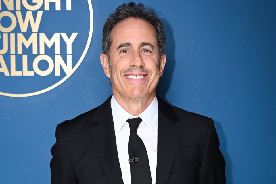 <p>Todd Owyoung/NBC via Getty</p> Jerry Seinfeld poses backstage at the Tonight Show Starring Jimmy Fallon on March 27, 2024